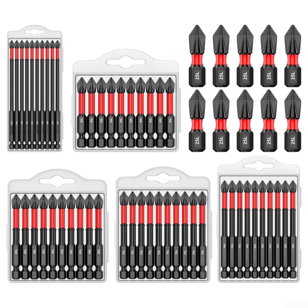 Kit de puntas de destornillador de precisión antid Juego de 10 puntas de destornillador magnéticas PH2, antideslizantes, largas, de 25 a 150 mm, for reparación de maquinaria de carpintería.(150mm)