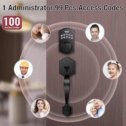 Miniatura 2 de Cerrojo de seguridad inteligente para puerta, juego de manijas de puerta delantera, cerrojo de puerta de entrada sin llave con manija de palanca,