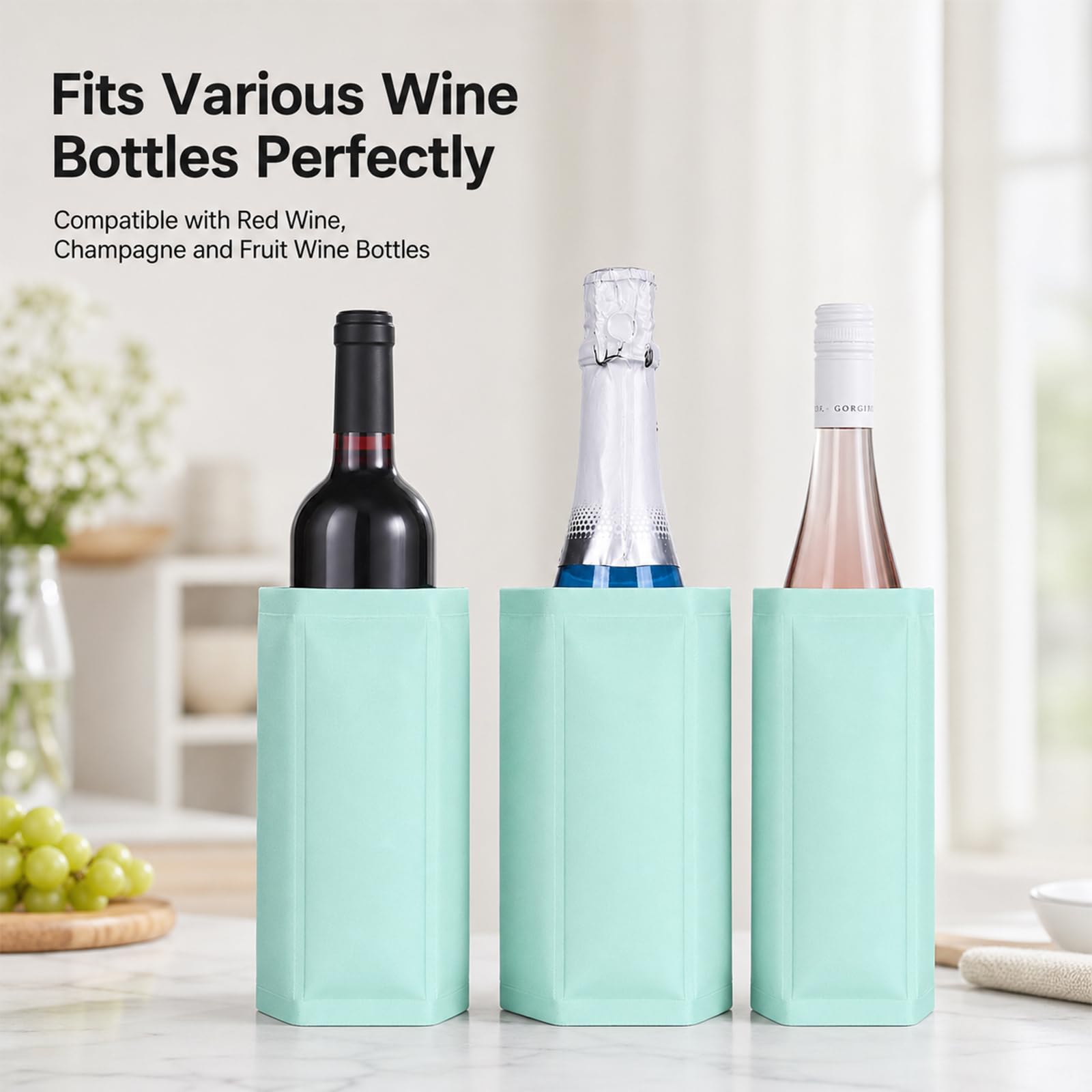 Reusable Gel Wine Sleeve – Freezable No-Ice Bottle Chiller for Wine, Champagne & Beer, Universal Fit 750ml Bottles, Outdoor Parties, Picnics & Gifts — Amazon image 5