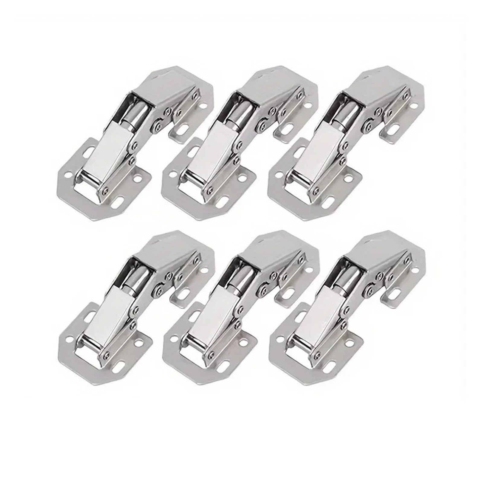 Axylqjvznc 6Pcs 4/ 90° Steel Cabinet Hinges With Hydraulic Buffer – No-Drilling Installation For Kitchen Cupboards And Furniture