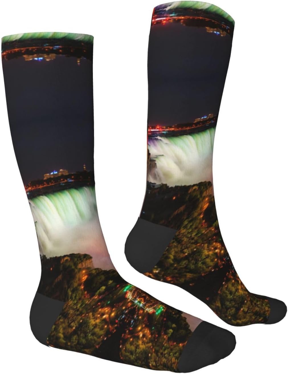 Niagara Falls Print Breathable Crew Neck Athletic High Socks,Suitable For Sports,Running,And Travel.