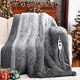 RUJIPO Heated Electric Blanket Throw–Faux Fur with Soft Thick Sherpa,Warm Winter Birthday Gifts for Women Grandma，10 Heat Settings,5 Time Settings with Fast Heating, 50x60, Foggy Dusk
