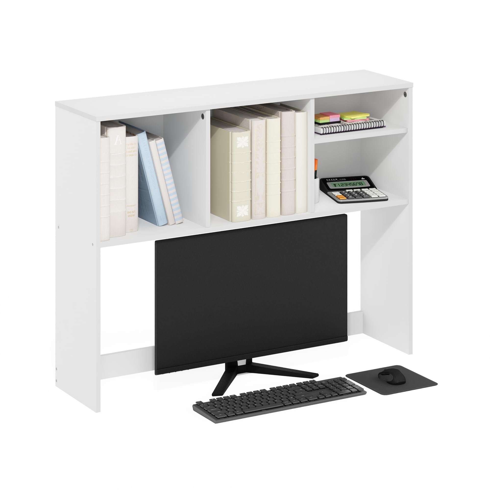 Furinno CLASSIC Mensola da Scrivania, Alzata da Scrivania a 4 Ripiani, Mensola Libreria, Organizer da Scrivania, per Forniture per Ufficio, Accessori da Scrivania per Ufficio, Bianco