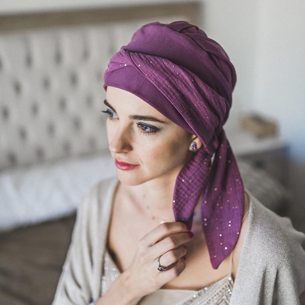 CAREBELL Smooth Turban-Mütze aus Bambus, für Chemotherapie oder Alopezie, Marineblau, One Size