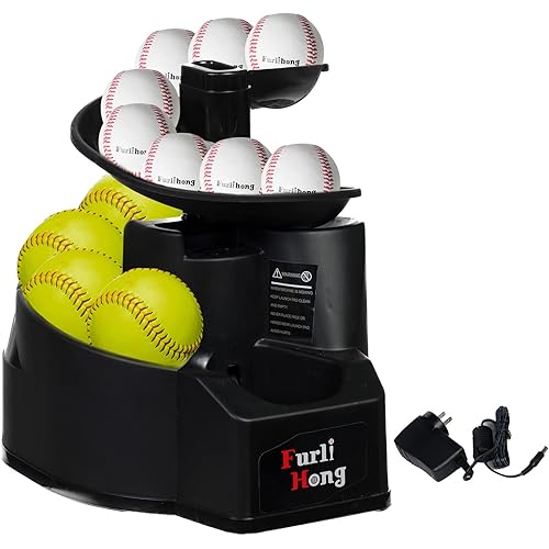 6902BHA Rechargeable Baseball/Softball Toss Machine with Extendable Ball Stacker, Height Adjustable, Use Regulation Baseballs, Softballs or Dimpled Balls, for Hitting Batting Practice