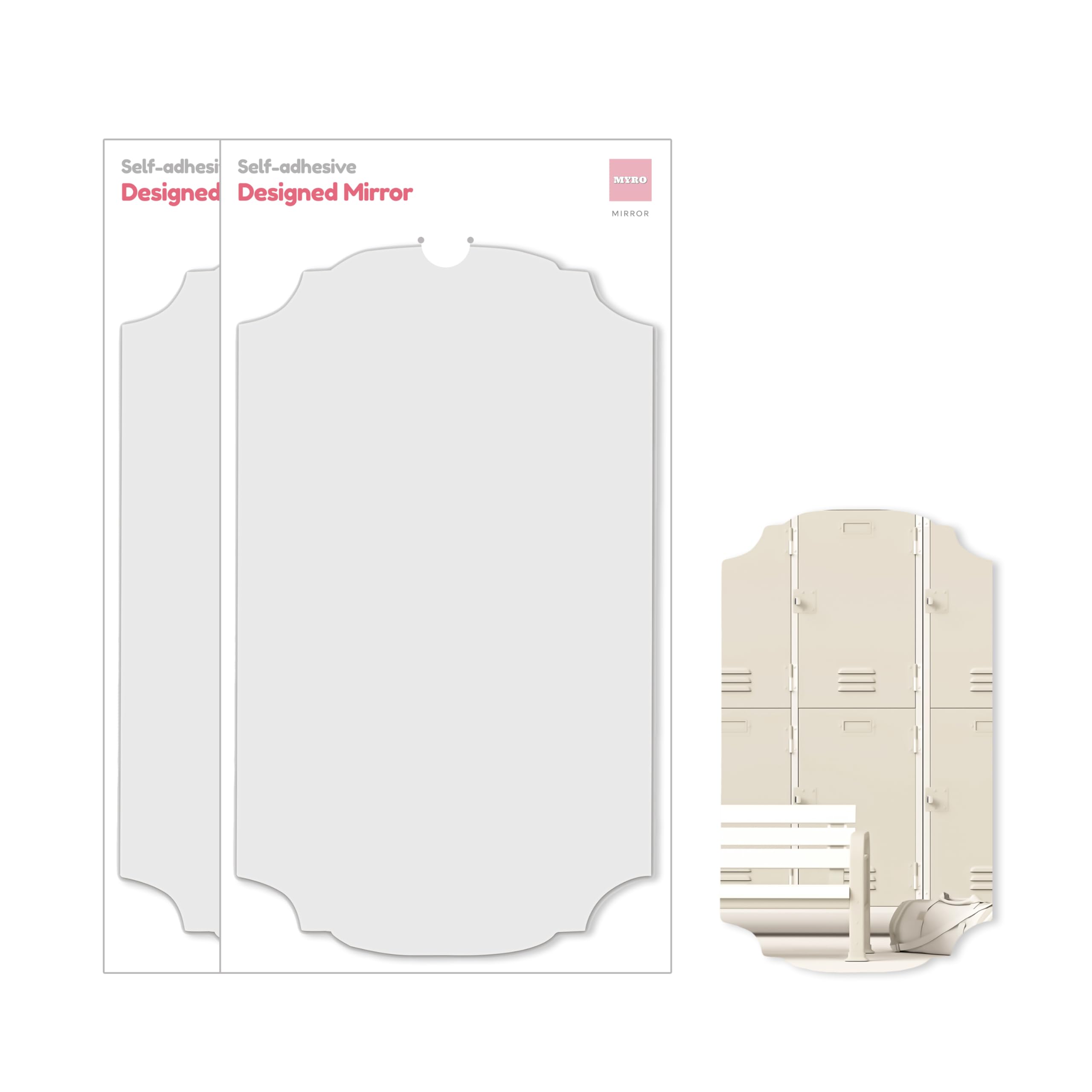 2PCS MYRO Self-Adhesive Designed Mirror 7" x 12“ Shatterproof Locker Mirror Shower Bathroom Mirror with Strong Adhesive Tapes, Ideal for School Classroom Playroom Office Camping, 3.5OZ, Venetian