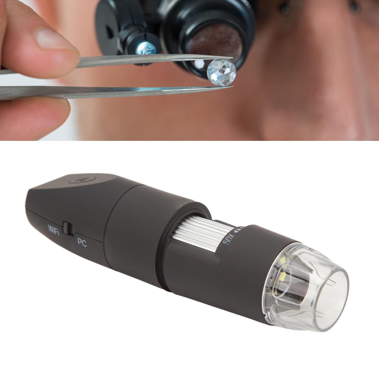 Cyrank Microscopio Digital USB, Microscopio Digital Electrónico De Mano Inalámbrico 50X-1000X 1920x1080P 8 Luces LED Microscopios De Bolsillo De Mano