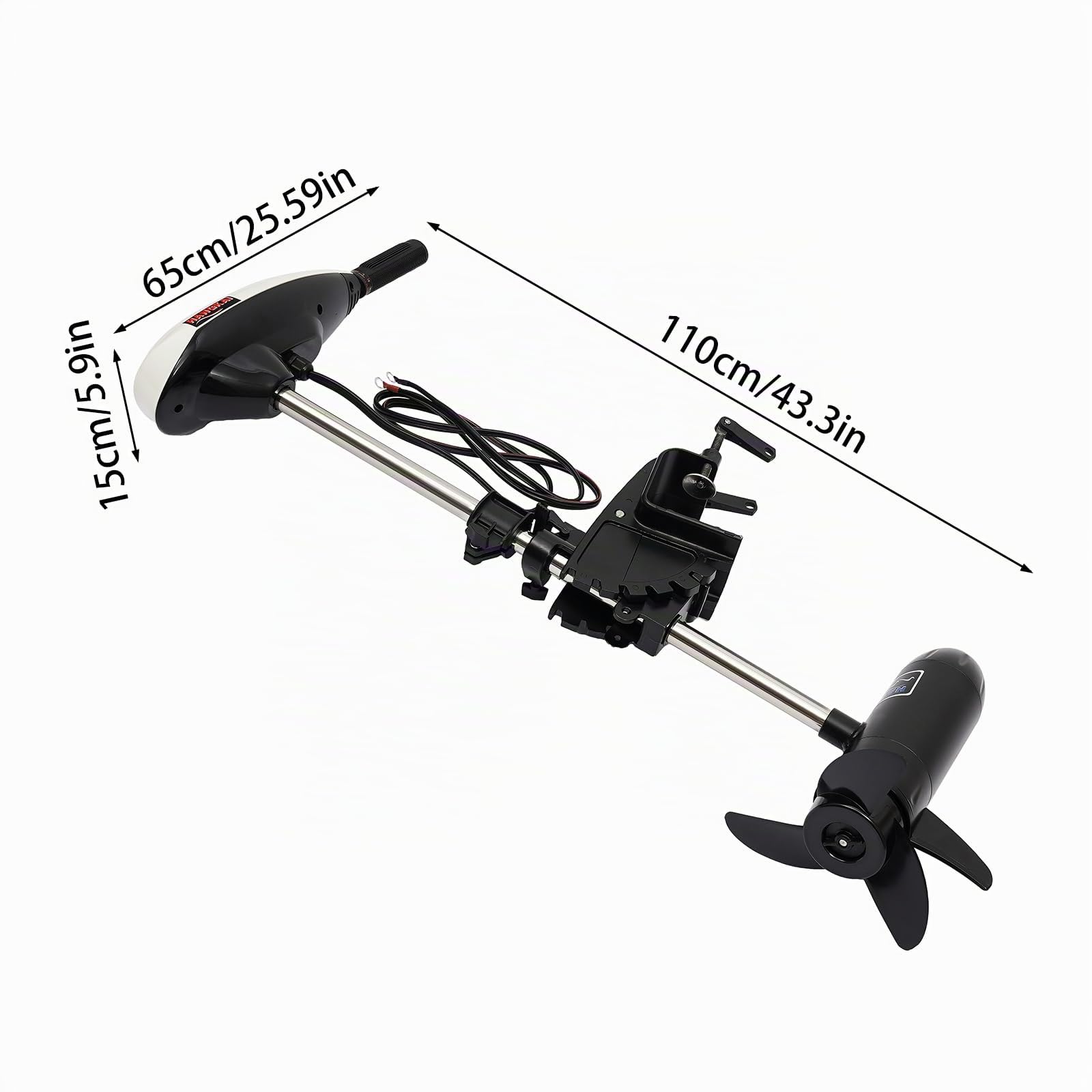 Motore Elettrico Fuoribordo ET65L da 65 Libbre per Imbarcazione Gonfiabile con 3 Pala dell'Elica per Barca Adatto per 2-4m Operazione Silenziosa 50db 12V 660W Pesca, Acqua, Tempo Libero Potenza 30kg