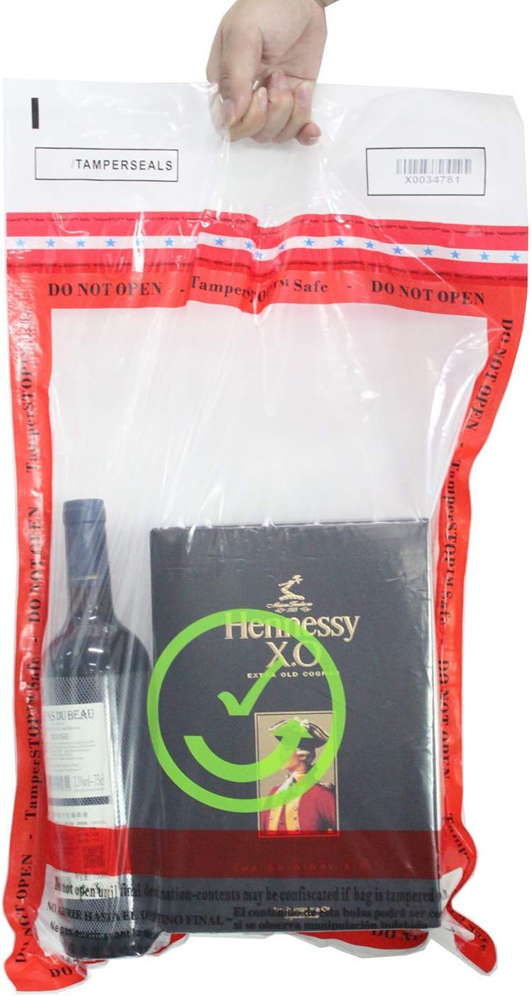 Airport Security Duty Free STEB Bags with ICAO Official Certificate (Unique Barcode, Clear 15" x 24.5" x 2.5 Mil, 200 Bags per Box - TamperSeals)