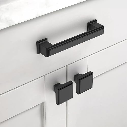 Miniatura 2 de Asidrama Paquete de 10 manijas de gabinete de cocina de color negro mate de 3.75 pulgadas (3.780 in), accesorios de gabinete de cocina para
