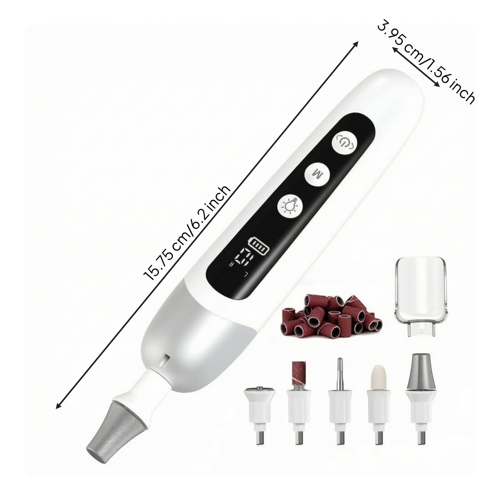 Amagogo Taladro Uñas Mano Recargable Velocidad Ajustable Taladro Uñas con Luz LED Uso Doméstico para Principians,