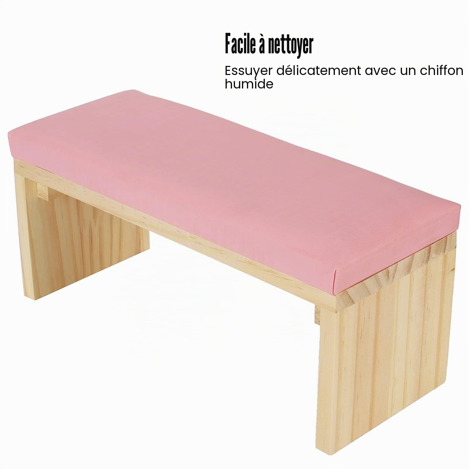 Wakects Support de Manucure, Coussin Repose-poignet en Cuir avec Pied en Bois, Accessoire d'Art des Ongles, Rose