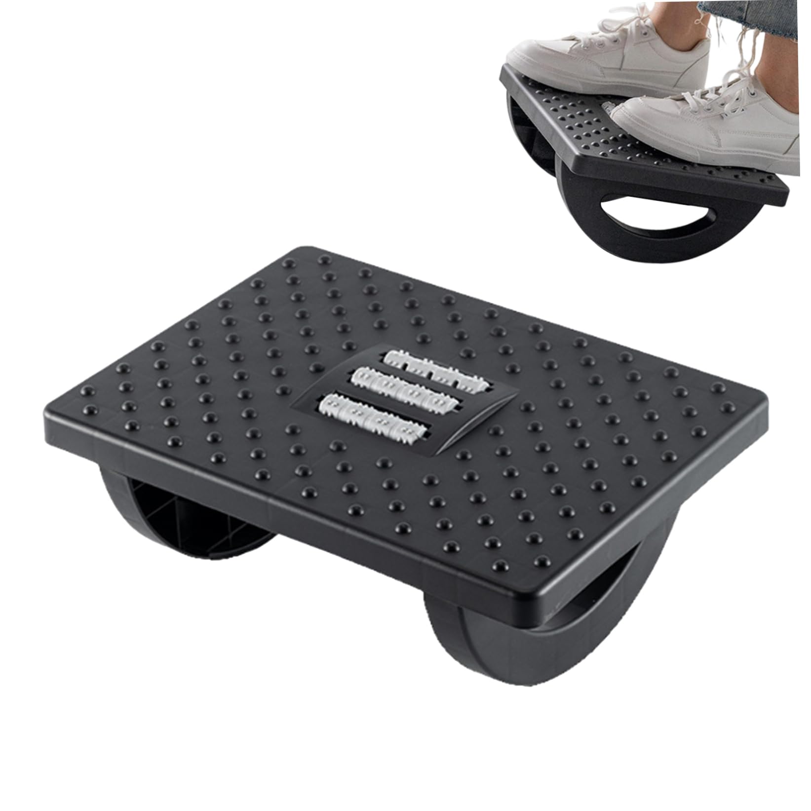 Elyebxj Black Foot Stool Under Desk, Foot Rest Shakeable Massager Footrest, Ergonomic Support for Offices Work Desk, Footrest