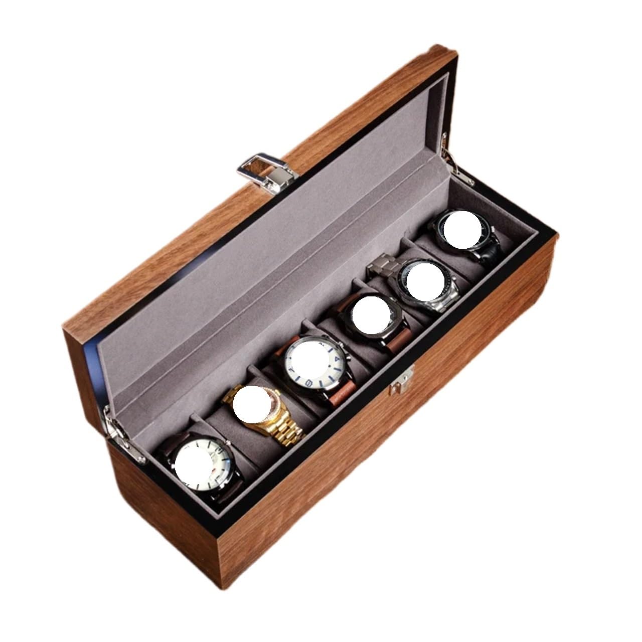 SHENJMAI Watch Box Wooden Watch Box Mens Case Storage Travel Watches Organizer Display Collection Portable