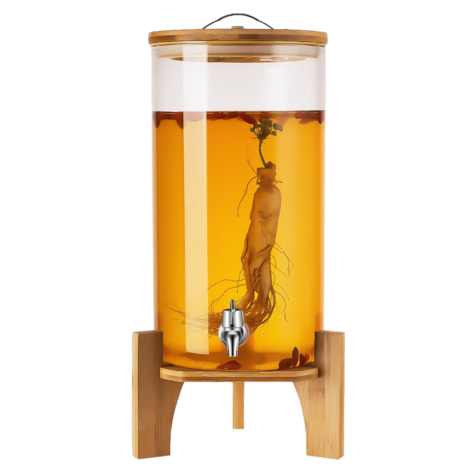 Party-Getränkeautomat, 5 L, 8 L, 11 L Getränkespender Mit Holzhalterung Und Edelstahlhahn, Leicht Zu Reinigen, Für Große Getränkeautomaten Auf Partys,11L