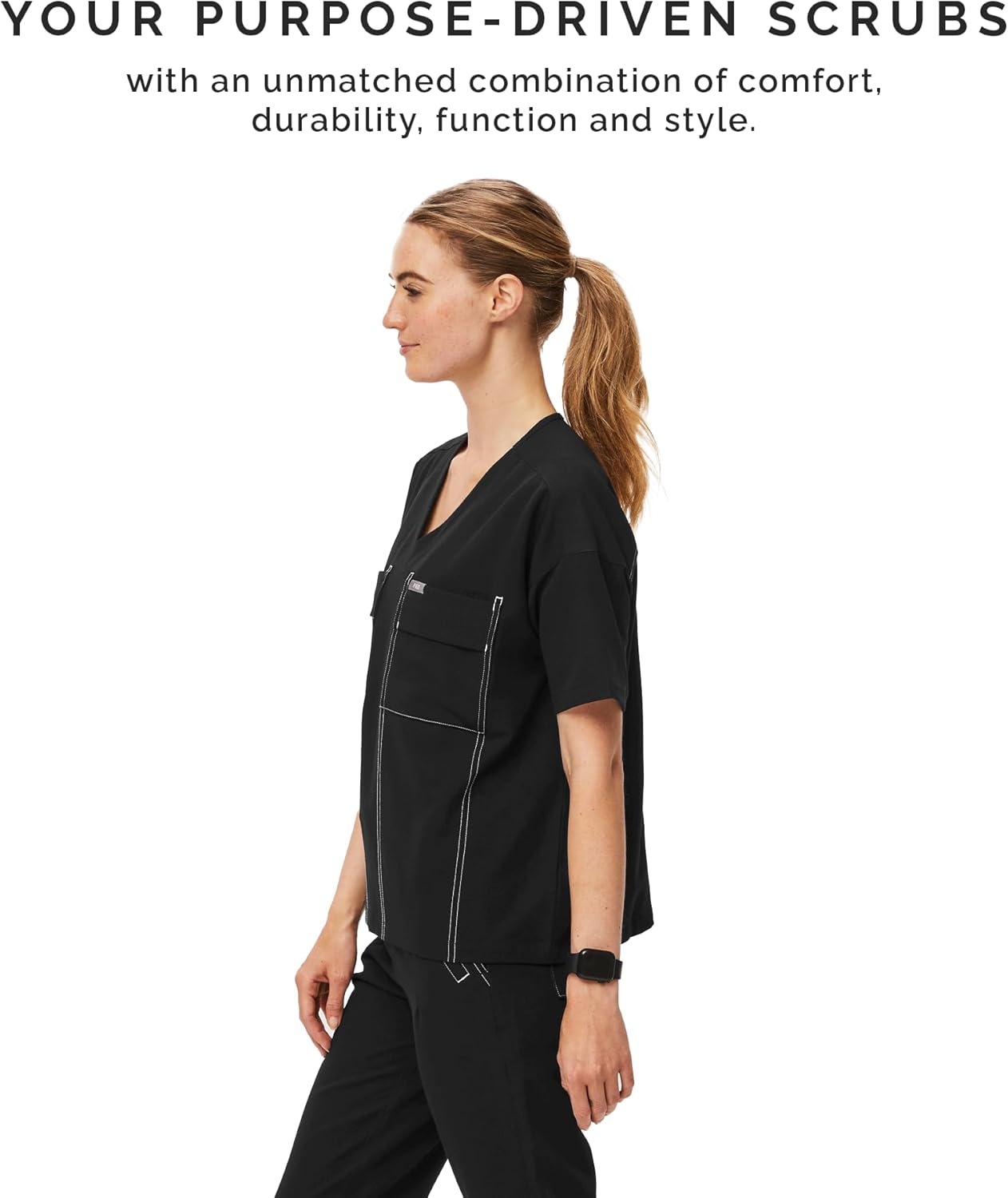FIGS Bello Cargo Scrub Top for Women — Oversized Fit, V-Neck, Two Pockets, Back Yoke, 4-Way Stretch — Amazon Exclusive - Image 6