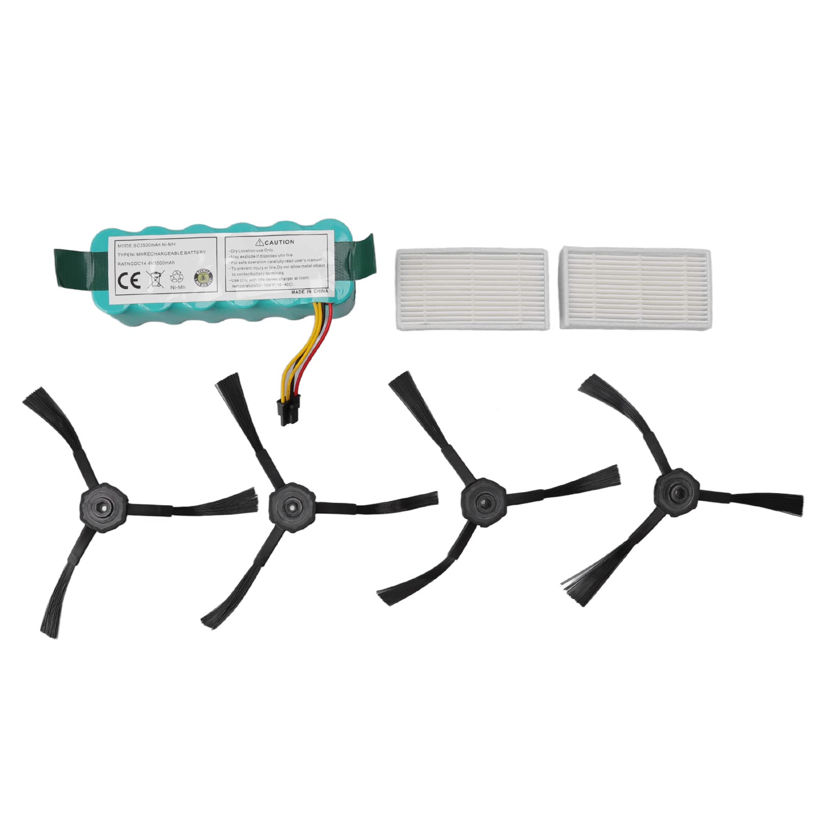 Kit de Batería para Barredora, Kit de Filtro y Cepillo para Barredora NiMH 14,4 V 3500 MAh con Cepillo Lateral y Filtro HEPA, Repuesto para CR120 CR121 CR540 para Limpieza de Pisos del