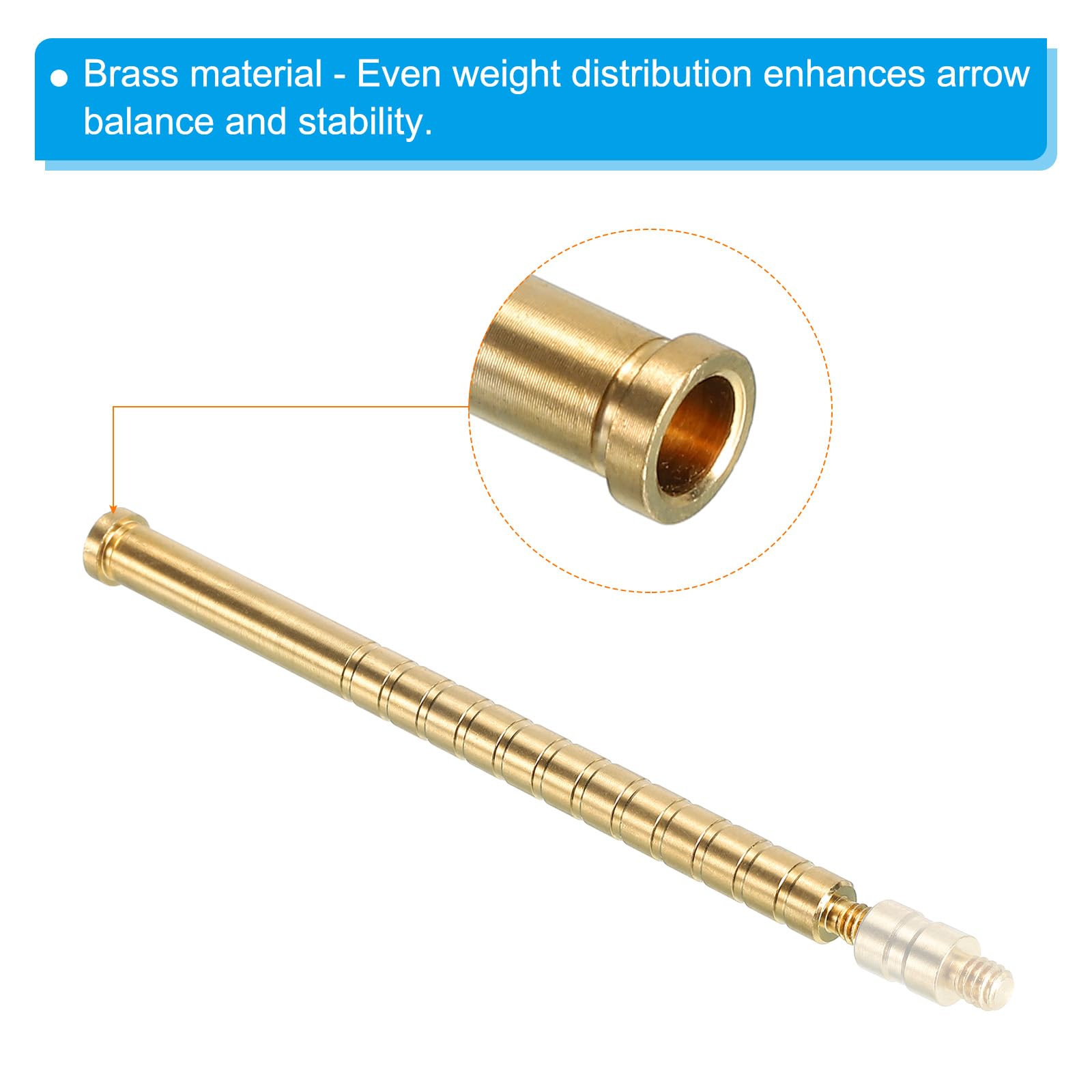 PATIKIL 300 Grain Archery Arrow Brass Insert, 8 Packs Insert Screw Copper Brass Arrow for .244/6.2mm Carbon Arrows - Image 4