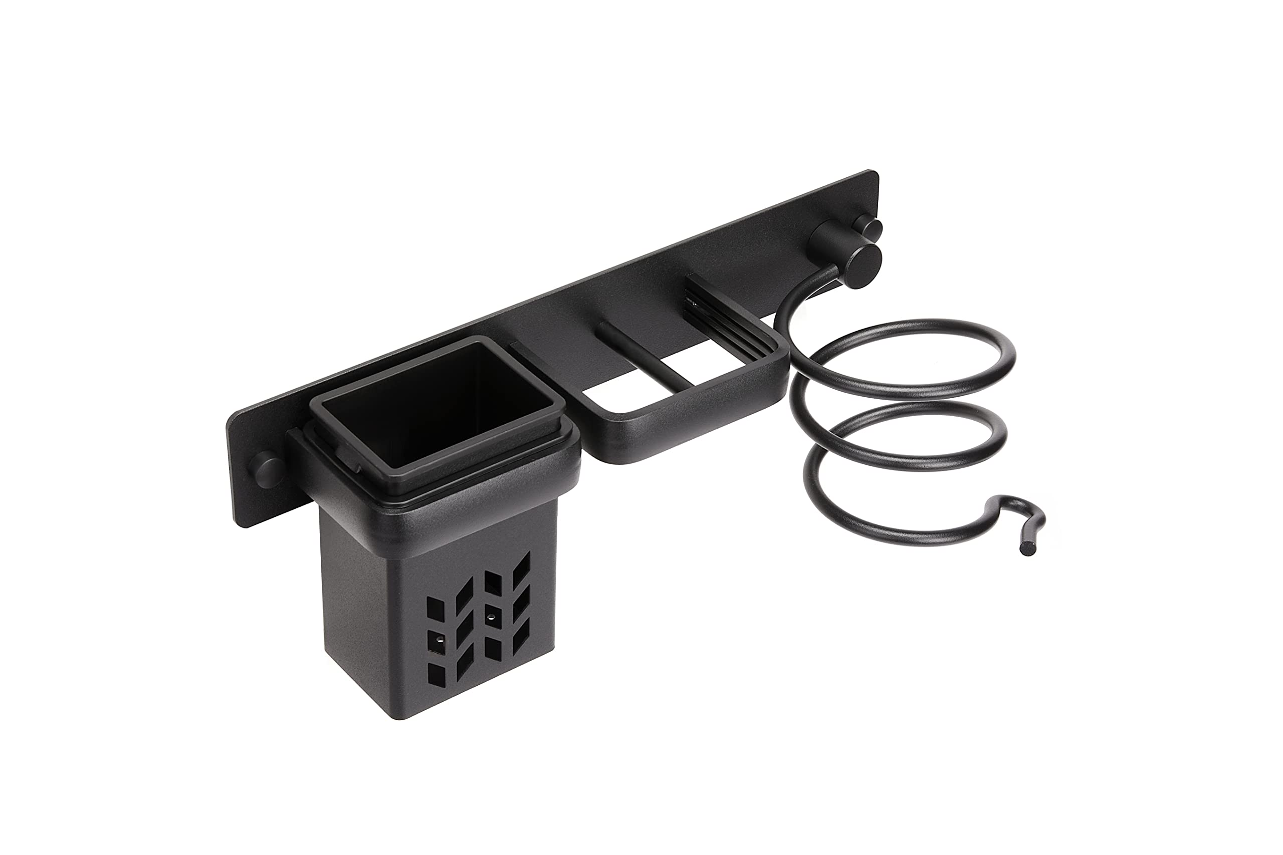 YUET Supporto per asciugacapelli, Porta Asciugacapelli da Parete Alluminio con Fermacavi con Viti di Fissaggio, Supporto per Piastra per Capelli per Camere da Letto Toilette Barbiere (Nero)