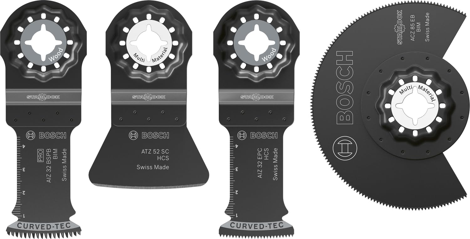 Bosch 4X Flooring and Fitting Blade Set, 4 pcs (for Non-Ferrous Metals, Glue, 134 x 104 mm, Professional Accessory Multitool)
