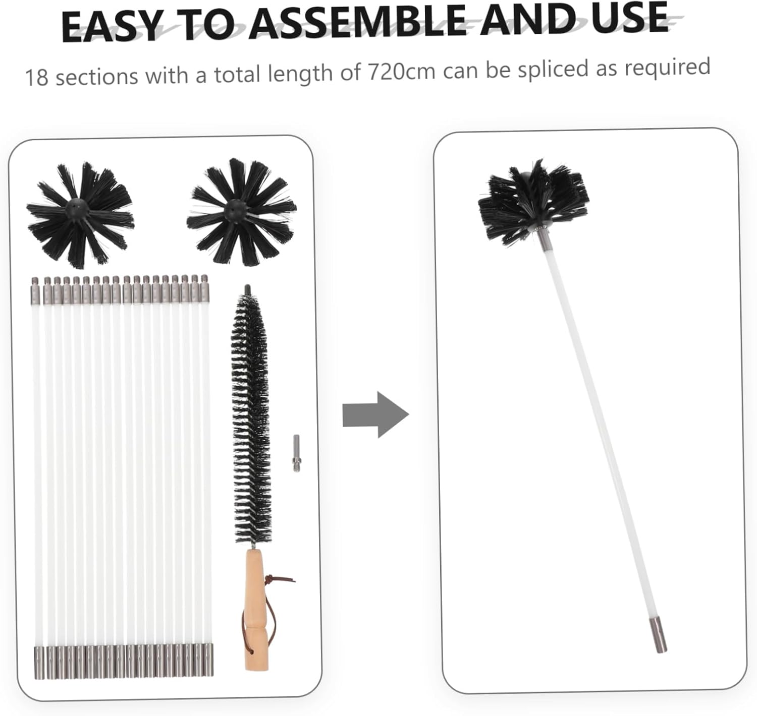 Generic 1 Set Flexible Chimney Cleaning Brush Kit with Rods Duct Cleaning Tool for Dryer Vent Stove Efficient Dust Buildup Removal Compatible with Electric Drill Enhance Fireplace