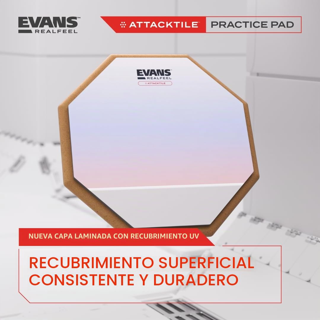Almohadilla de práctica para batería Evans RealFeel Attacktile, 10 pulgadas