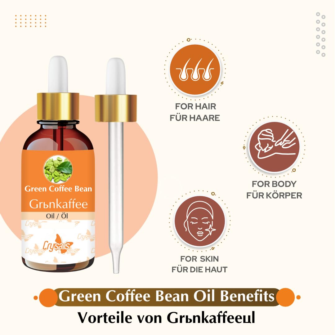 Olio di chicchi di caffè verde Crysalis (Coffea Arabica) – 1,01 Fl Oz (30 ml)