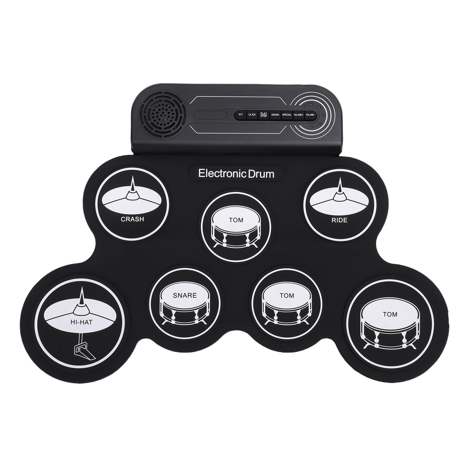 Set di batteria elettrica portatile arrotolabile per bambini, pad e bastoncini, modello bianco per gli appassionati di musica