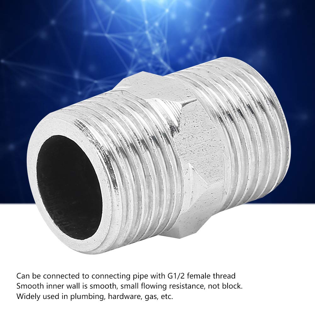 Cyrank 5Pcs Hex Nipple Stainless Steel Threaded Pipe Adapter Fittings, 1/2