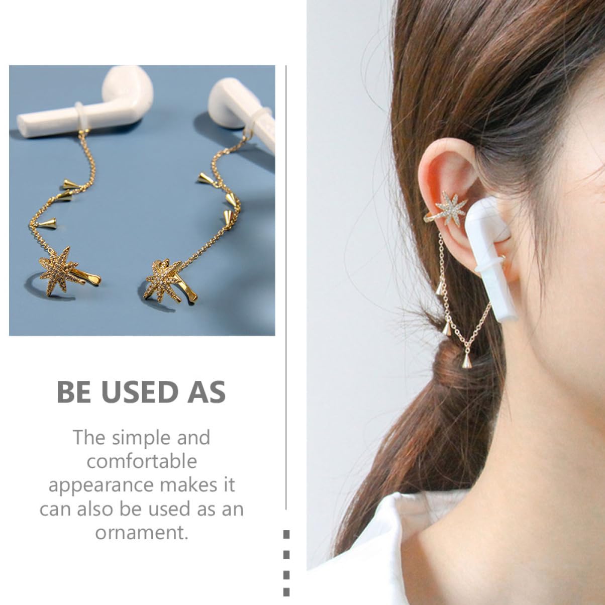 DOITOOL 5 De Auriculares Con Clip De Oreja De Cadena Antipérdida Moda De Cobre