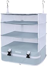 TABITORA Travel Pouch, Hanging, Closet, Compression Garment Case, 4 Tiers, Clothes Rack, Hanging Pouch, Storage, Travel Arrangement Case (Lightblue, XL-NEW)