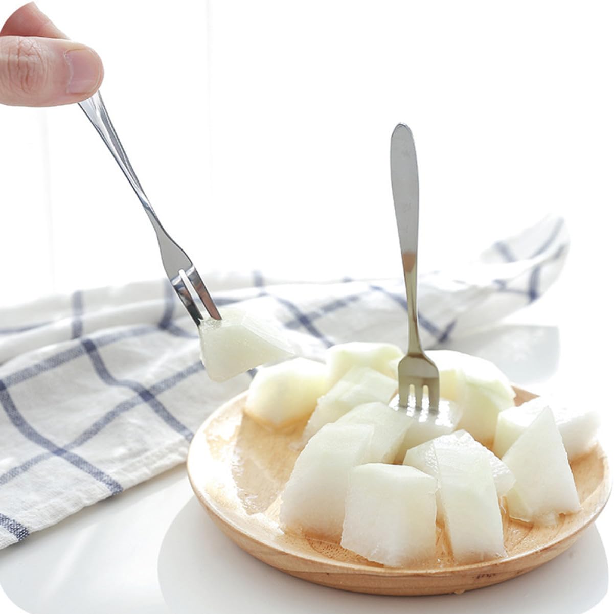 12 pezzi Forchette da Frutta in Acciaio lungo Forchettine Dessert e Beefsteak Riutilizzabili Leggere e Resistenti per Uso Quotidiano e Picnic