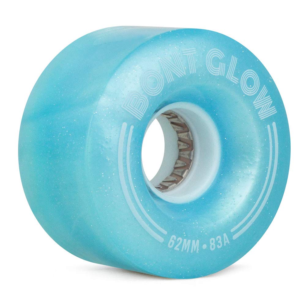 Bont Glow Light Up LED OUTDOOR Roller Skate Wheels – 62x35mm 83A | Pack of 4 | For Street and Recreational Skating (Tickle Blue)