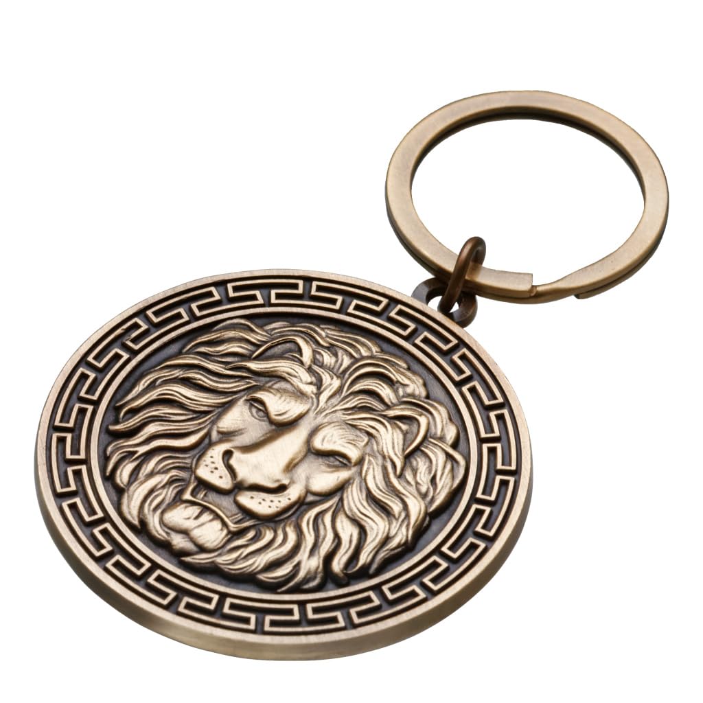 Harts Vintage Leo the Lion Head Keyring Charm, 50mm Brass Colour