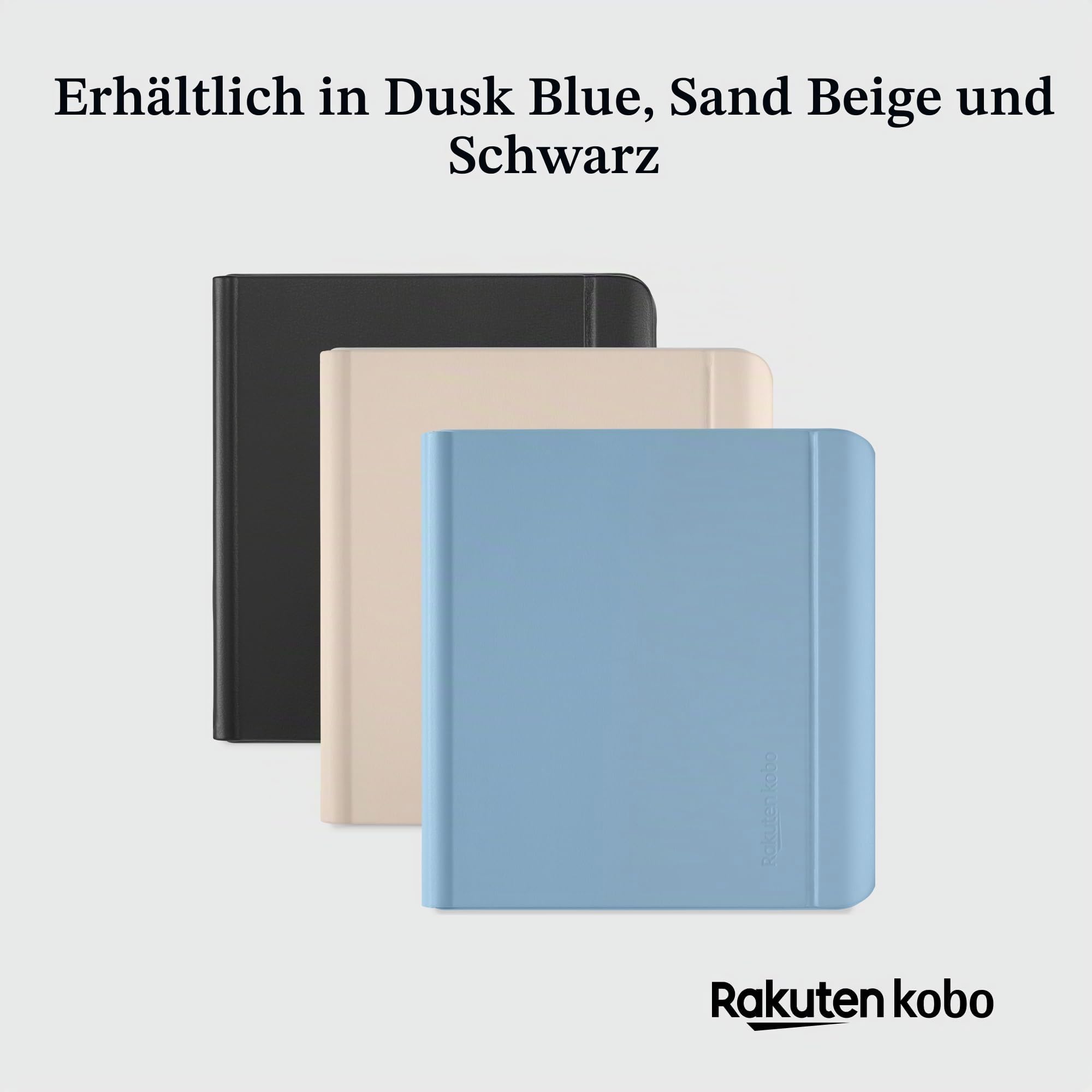 Kobo Libra Colour SleepCover Schutzhülle mit Eingabestift, Dunkelblau, Sleep/Wake-Technologie, integrierter Zwei-Wege-Ständer, veganes Leder, kompatibel mit Kobo Libra Colour 7 Zoll eReader