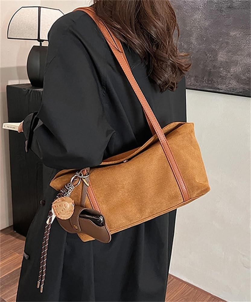 Fashion Genuine Suede Leather Hobo Bag Slouchy Shoulder Tote for Women Travel Work Winter Fall Gift Box - Image 3