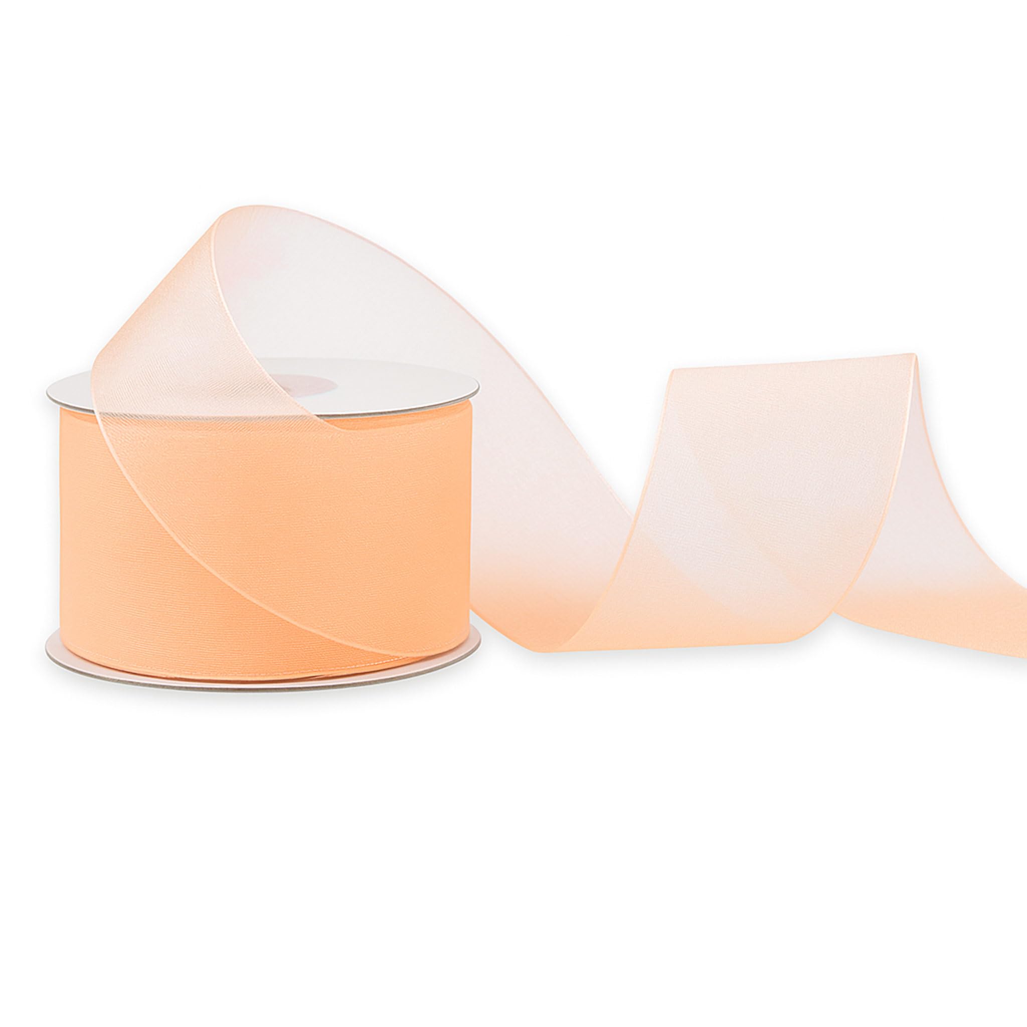 Organzaband 38mm x 25m Rolle - FARBAUSWAHL in 3/6/12/25/38mm - transparent, farbecht & waschbar - Schleifenband für Hochzeit - Geschenkband zum Verpacken Dekorieren Basteln - Apricot 714