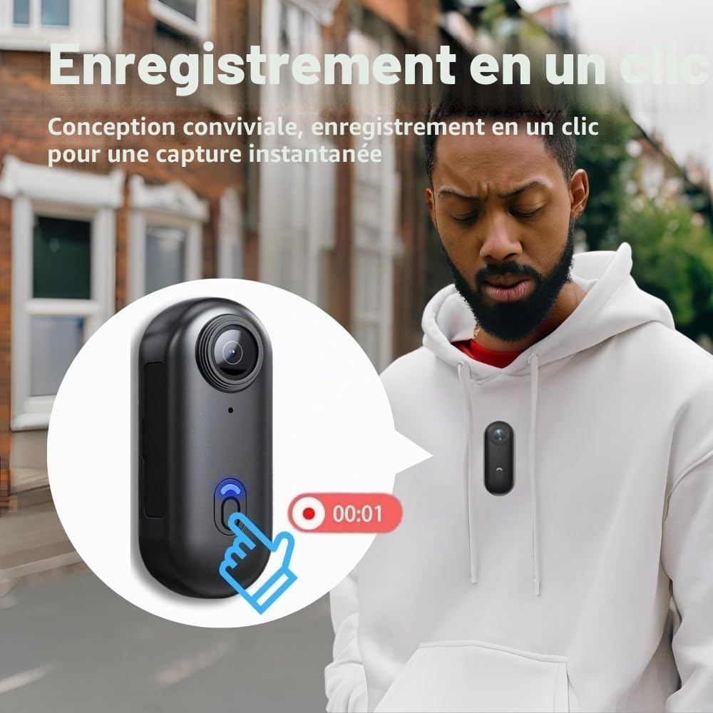 Caméra corporelle 1080P POV Pro, caméra Portable avec Clip Rotatif 360° et Clip magnétique, Enregistrement 150 Minutes, idéale pour conférences, Voyages et promenades (1080-P-32G)