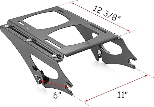 Miniatura 2 de WeiSen Detachable Two-UP Tour Trunk Mount Rack Compatible with Harley Touring Road King Electra Street Road Glide 2009-2013 Gloss Black