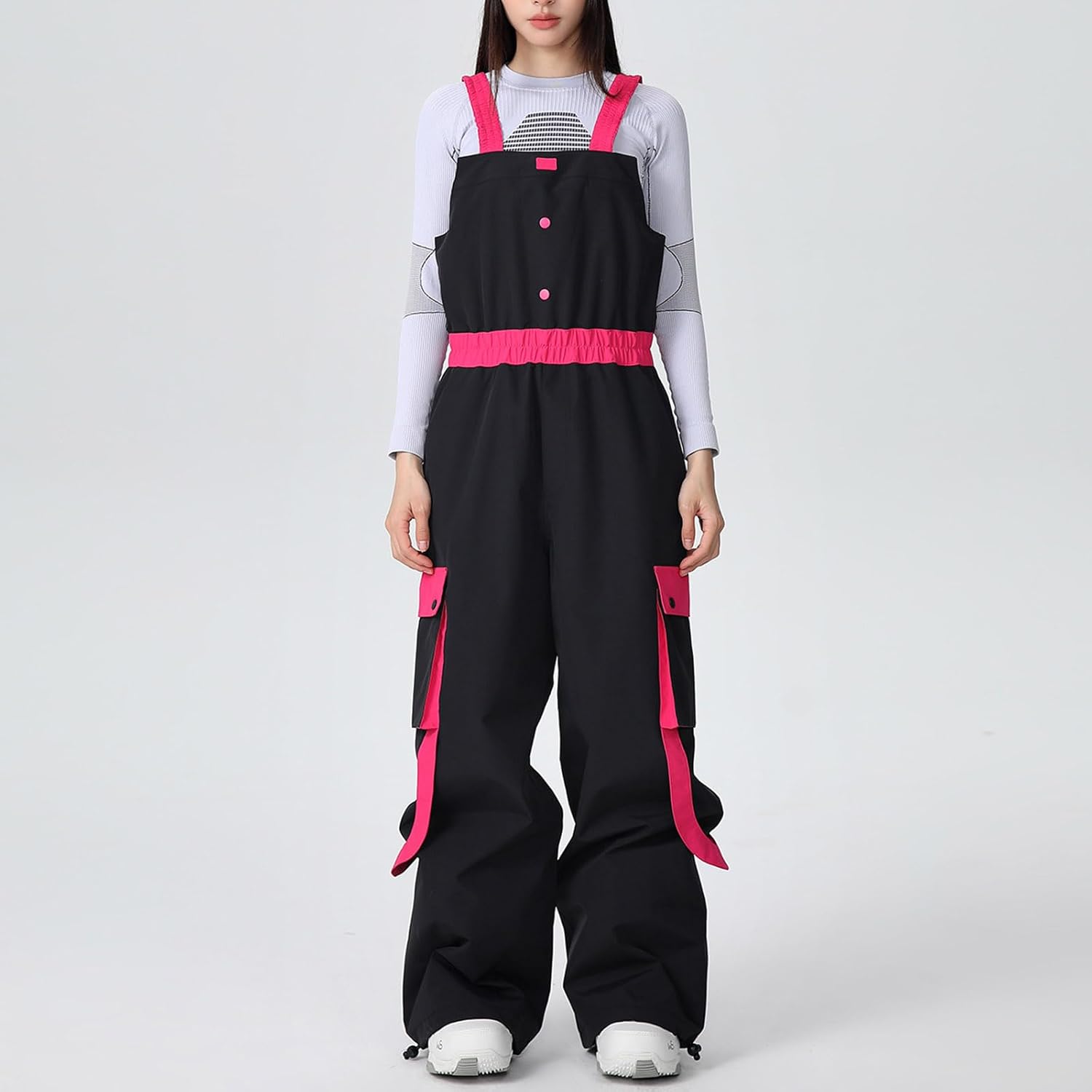 スノーパンツ サロペット レディース ワイド 大きいサイズ 防水 防寒 スキーウェア パンツ スキーパンツ 保温 ストレッチ スノボ