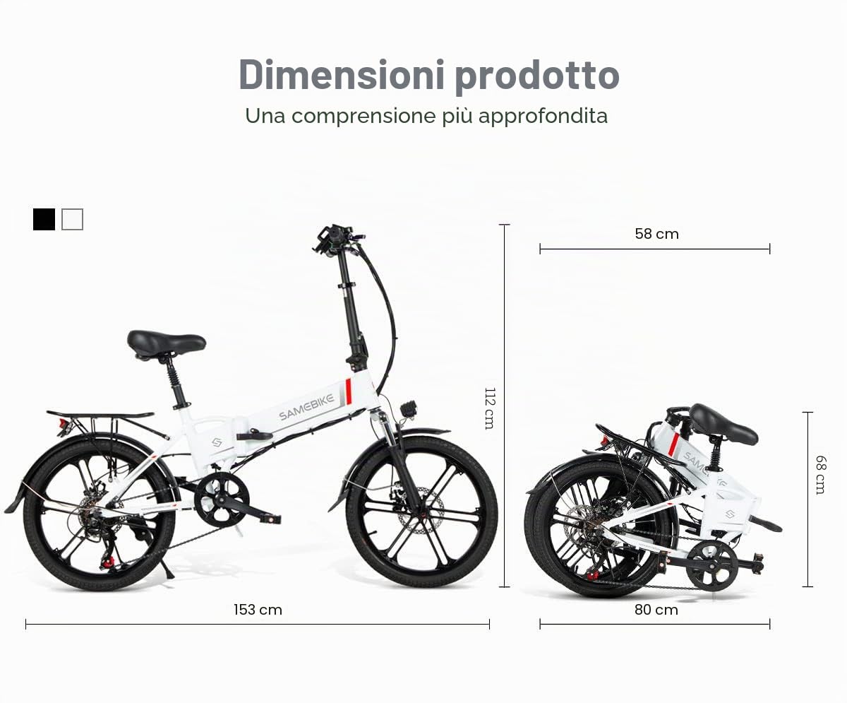 SAMEBIKE Bicicletta Elettrica per Adulti 20'',Pieghevole Bici Elettrica con Pedalata Assistita,City E-bike Unisex Adulto Batteria Rimovibile 48V10.4AH,Bici Elettriche per 7 Velocità Uomo/Donna