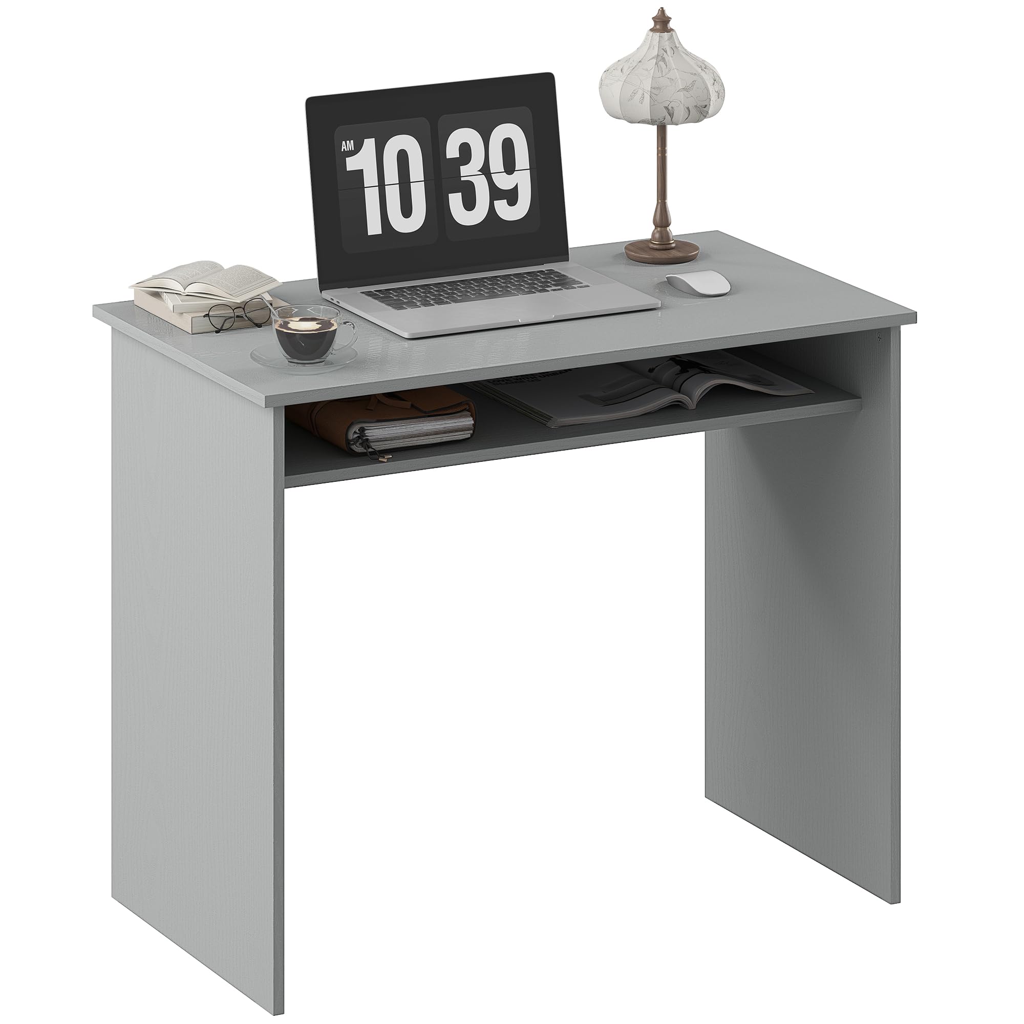 HOMCOM Scrivania moderna, tavolo ufficio, 90x50 cm, grigio