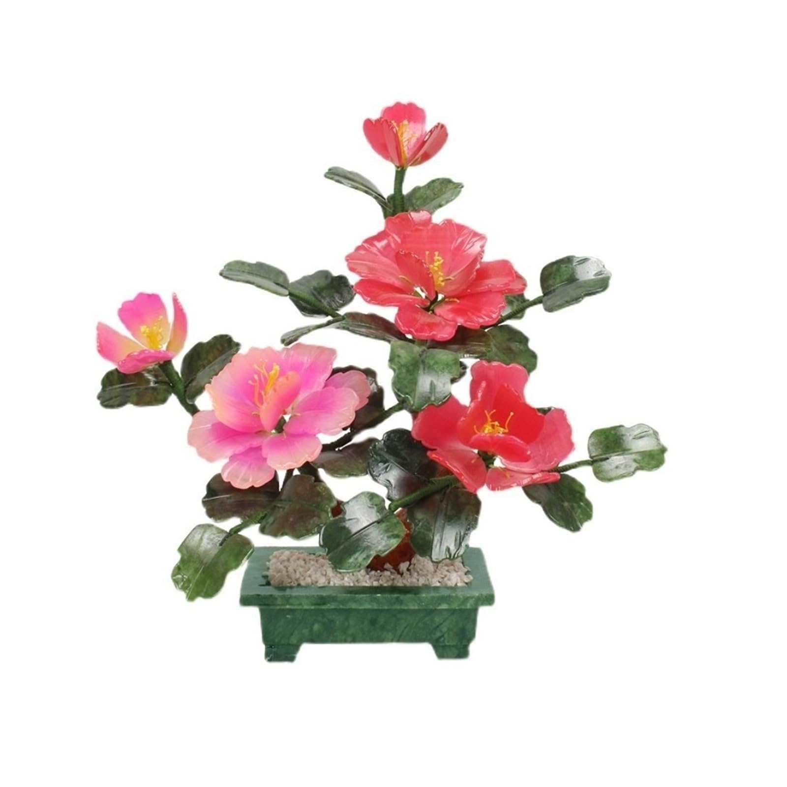 Fake Plant Indoor Potted Jade Peony Flower Ornament Chinese Bonsai