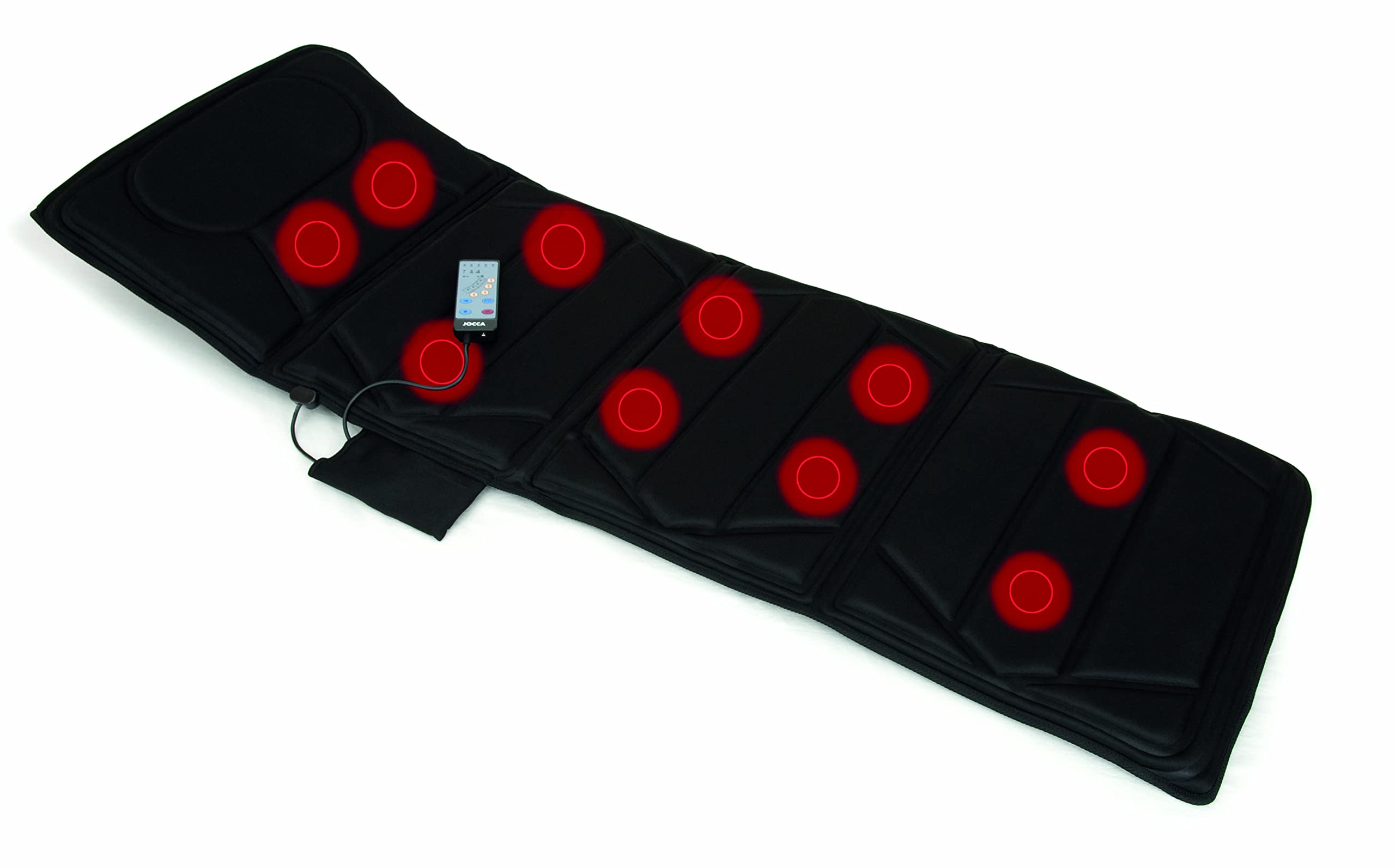 Jocca Colchón masajeador plegable, Colchoneta de masaje eléctrica 4 zonas, Bolsa Incluida, Colchón de masaje 10 motores, Intensidad Ajustable