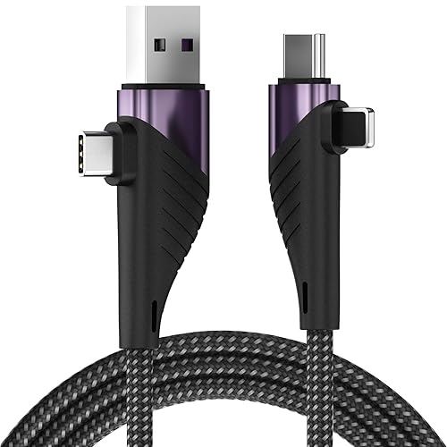 Cable de carga rápida USB C cable de carga rápida PD de 65 W cable USB 4 en 1 cable de aire acondicionado a CL cable trenzado de nailon compatible