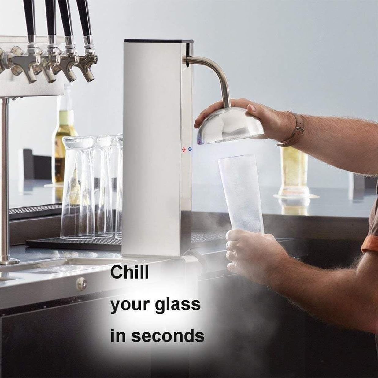 Refrigeratore di vetro per raffreddamento istantaneo - Congelatore migliorato con luce LED per raffreddare rapidamente birra, vino e bicchieri da whisky
