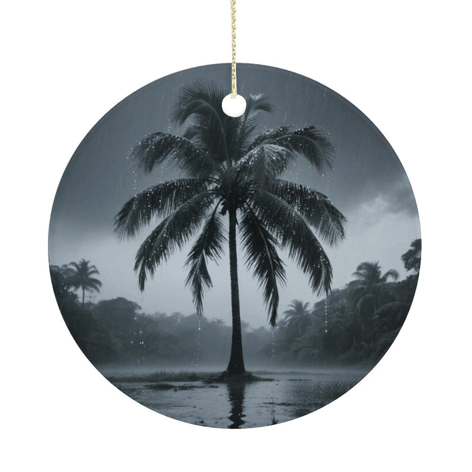 Personalized Christmas Ornaments 2025 Ceramic Hanging Plam Tree Ornaments with Gold String Double-Sided Vintage Holiday Decorations for Tree Mantel Tabletop Xmas Party Favors