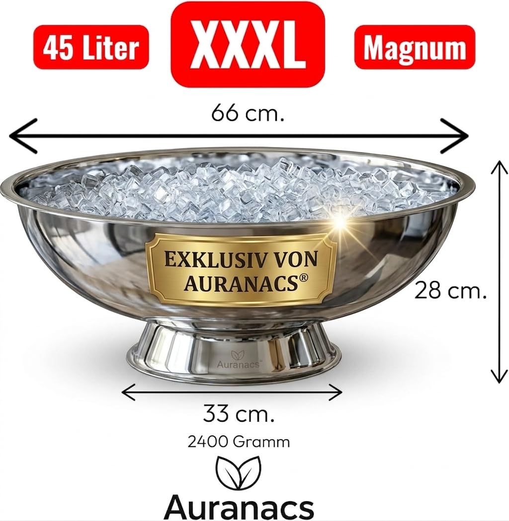 Maximus | Imperiale Edelstahl-XXXL Bowl | Spiegelpolierte Getränkekühler-Bowl | Gigantische Ø 66 cm | Für Champagner, Wein & Bier | Das ganz dicke Ding für Grillpartys, Events & Galas