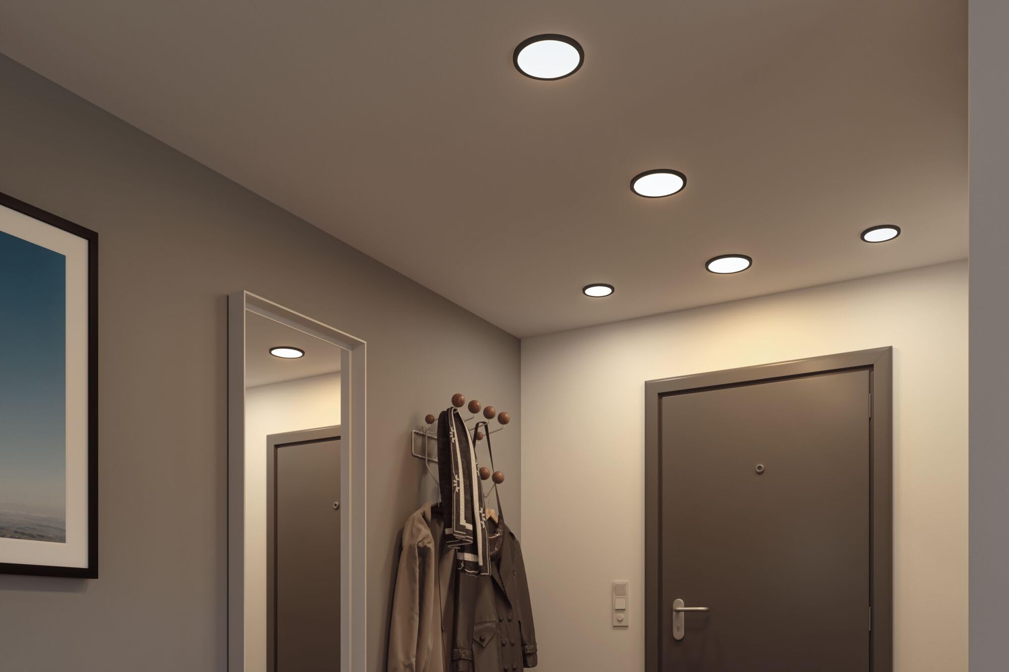 Paulmann 79963 LED Panel Einbaupanel Areo IP44 175mm rund incl. 1x13 W Warmweiß Schwarz Kunststoff Beleuchtungssystem 4000 K