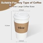 RAZCC 120 Pack 16oz Paper Coffee Mugs for Hot Chocolate Drinks, Disposable White Coffee Mugs, Set of Four Including Cup, Lid, Holder & Straw for Parties, Picnics, Trips & Parties
